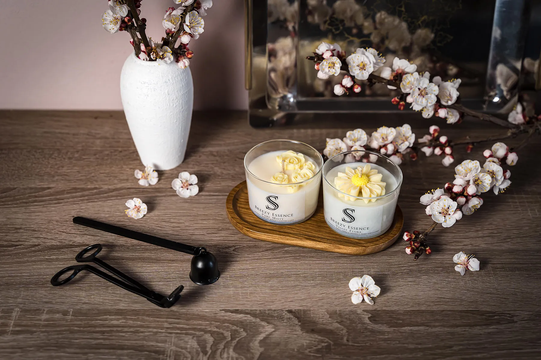 Candle desk setup